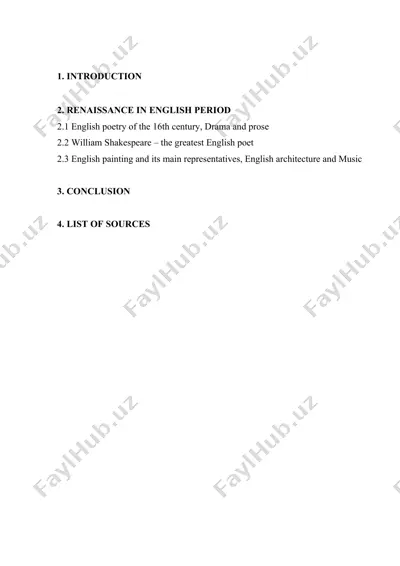 elizabethan renaissance in english literature — DOCX