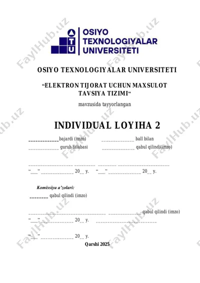 elektron tijorat uchun maxsulot tavsiya tizimi — PDF