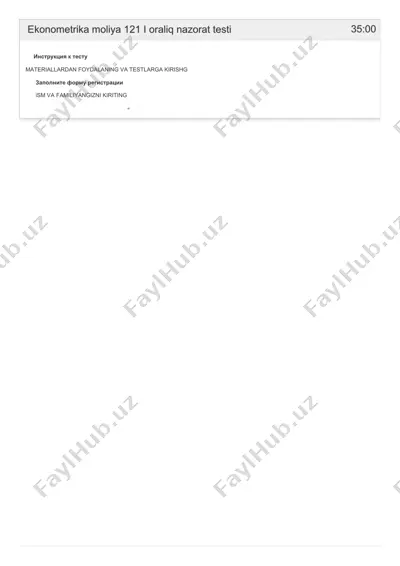 ekonometrika moliya 121 i oraliq nazorat testi — PDF