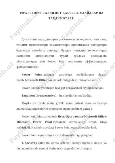 powerpoint taqdimot dasturi — DOCX