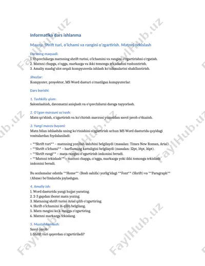 informatika dars ishlanma — DOCX