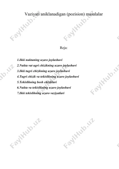 vaziyati aniqlanadigan (pozision) masalalar — DOC