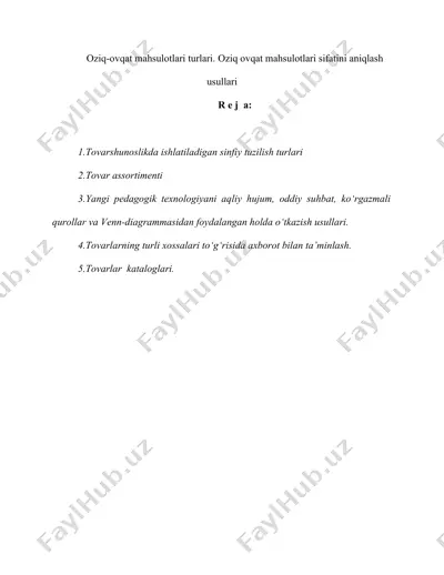 oziq-ovqat mahsulotlari turlari — DOCX
