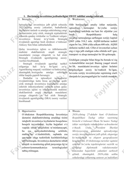 investitsion jozibadorligini swot tahlili — DOCX