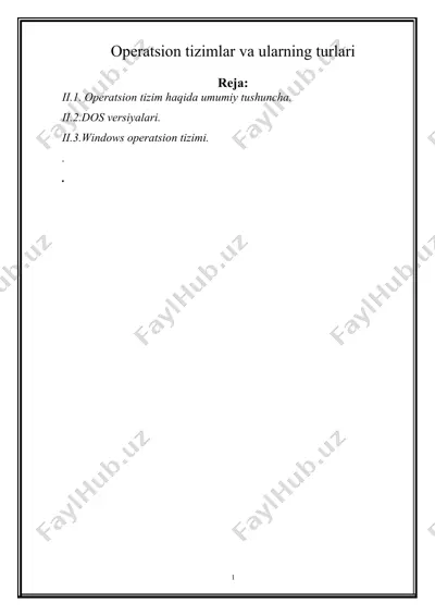 operatsion tizimlar va ularning turlari — DOCX