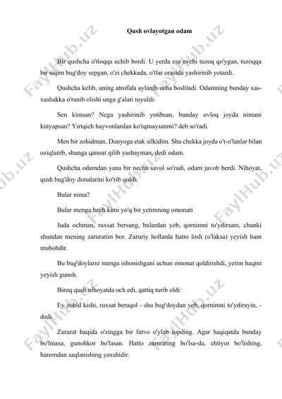 qush ovlayotgan odam — DOCX