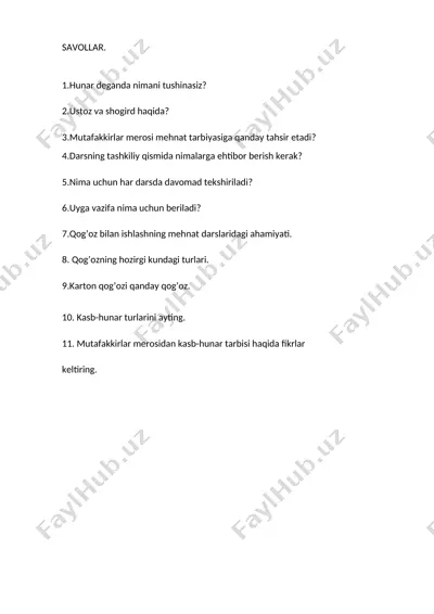 kasb-hunar tarbisi — DOCX