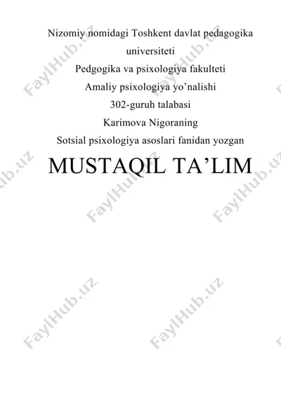 sotsial psixologiya asoslari — DOCX