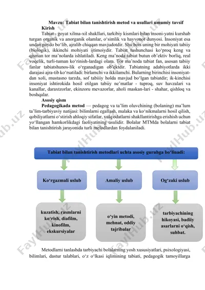 tabiat bilan tanishtirish metod va usullari — DOCX