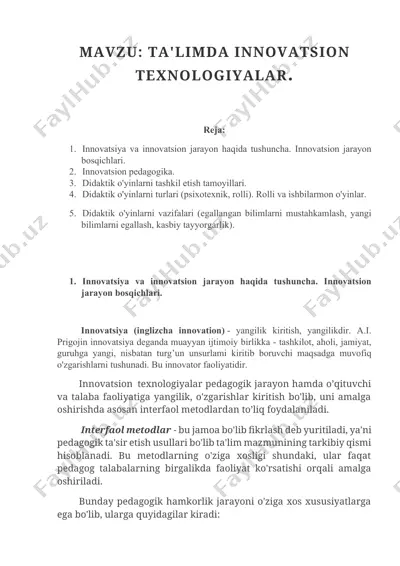 innovatsiya va innovatsion texnologiyalar — DOCX