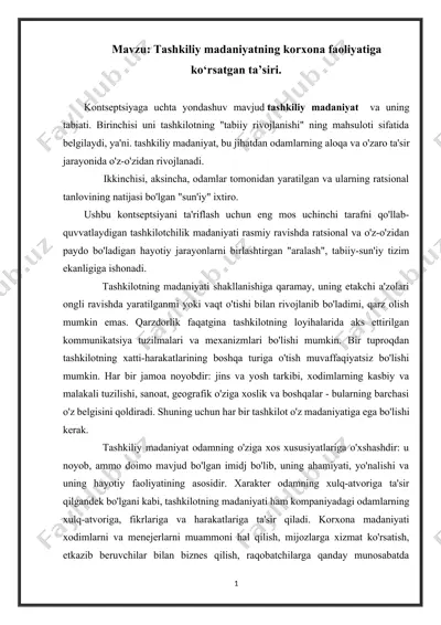 tashkiliy madaniyatning korxona faoliyatiga ko‘rsatgan ta’siri — DOCX