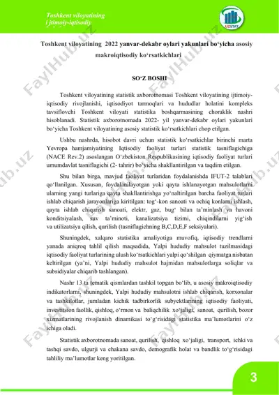 toshkent viloyatining ijtimoiy-iqtisodiy holati — DOCX