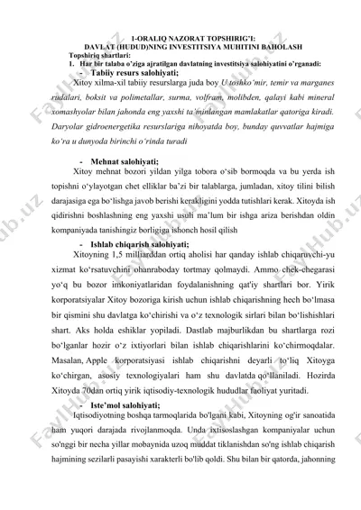 oralig nazorat topshirig’i — DOCX
