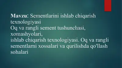 sementlarini ishlab chiqarish texnologiyasi — PPTX