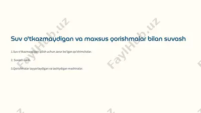suv o‘tkazmaydigan va maxsus qorishmalar bilan suvash — PPTX
