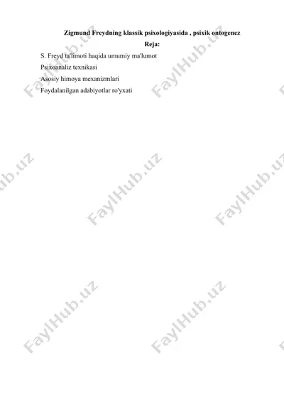 s. freyd ta'limoti haqida umumiy ma'lumot — DOCX