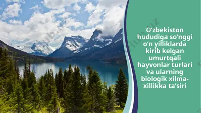 oʻzbekiston hududiga soʻnggi oʻn yilliklarda kirib kelgan umurtqali hayvonlar turlari va ularning biologik xilma-xillikka taʼsiri — PPTX