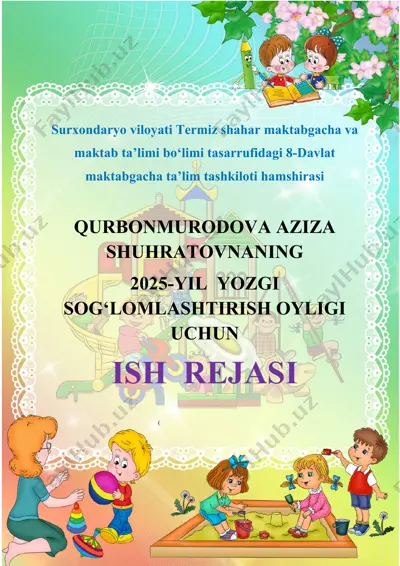 yozgi sog‘lomlashtirish ish rejasi — DOCX