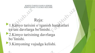 kimyo tarixi faniga kirish. kimyoning vujudga kelishi — PPTX