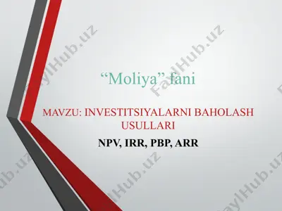 investitsiyalarni baholash usullari — PPTX