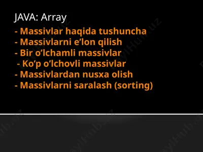 massivlar haqida ma'lumotlar — PPTX