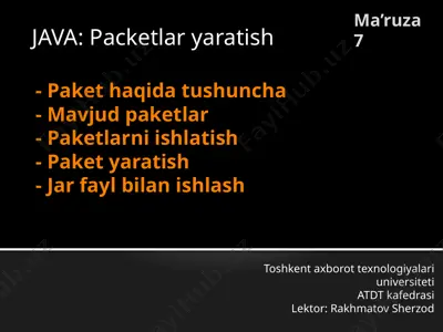 java paketlari yaratish — PPTX