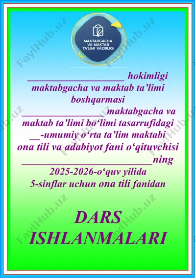 2025-2026-o‘quv yili ona tili fanidan taqvimiy mavzu rejasi — DOC