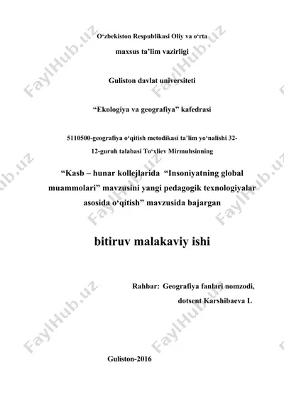 kasb – hunar kollejlarida “insoniyatning global muammolari — DOCX