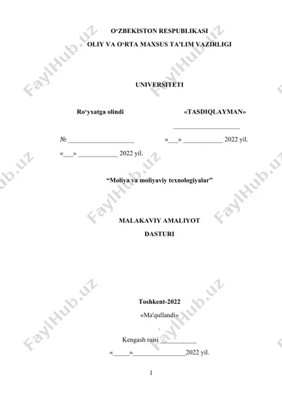 "malakaviy amaliyot dasturi" — DOCX