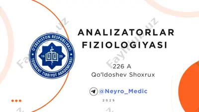 analizatorlar fiziologiyasi — PPTX