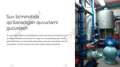 suv ta'minotida qo'llanadigan quvurlarni guruxlash — PPTX