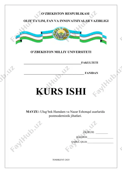 ulug‘bek hamdam va nazar eshonqul asarlarida postmodernistik jihatlari — DOCX