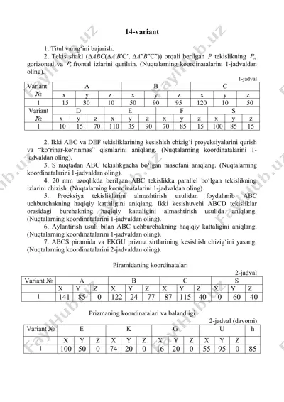 geometriya mashg'uloti uchun masalalar — DOC