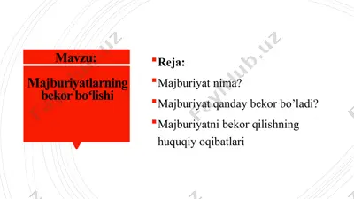 majburiyatlarning bekor boʻlishi — PPTX