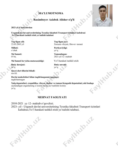 raximboyev azizbek alisher o'g'li — DOC