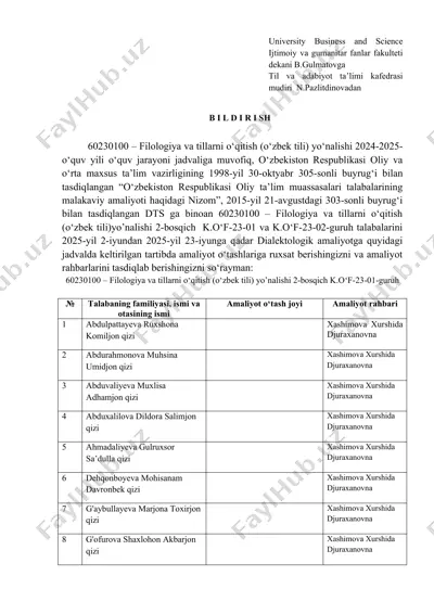 filologiya va tillarni o‘qitish (o‘zbek tili) yo'nalishi — DOC