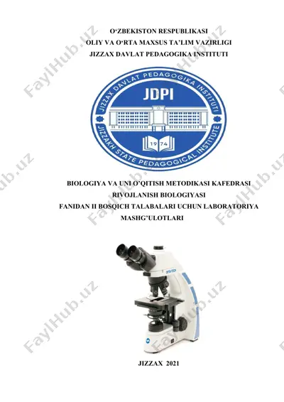 laboratoriya mashg'ulotlari "rivojlanish biologiyasi" — DOC