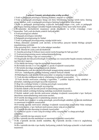 2-semestr.umumiy psixologiyadan oraliq savollari — DOC