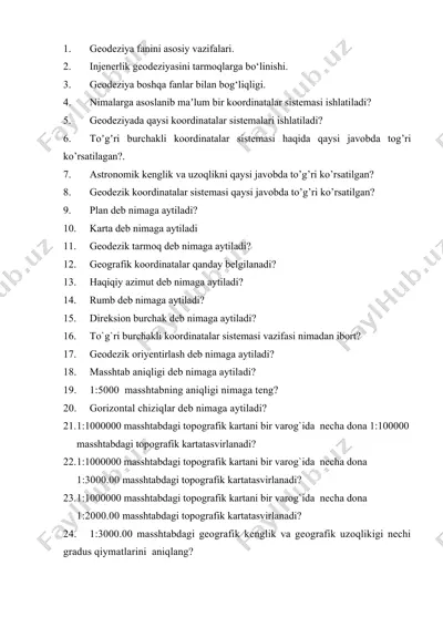 geodeziya fanining asosiy vazifalari — DOCX
