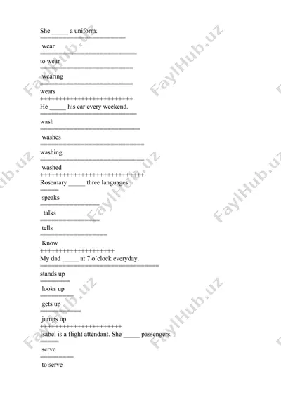 present simple tense practice — DOC