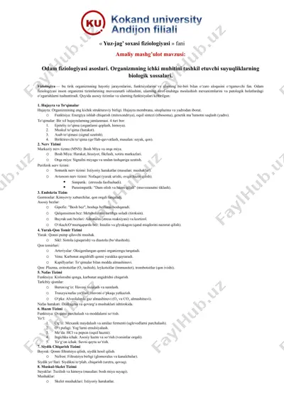 yuz-jag’ soxasi fiziologiyasi — DOCX