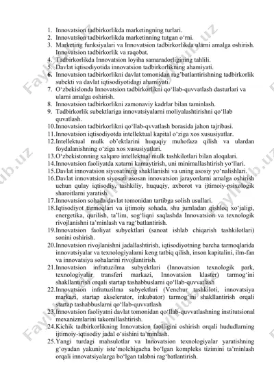 innovatsion tadbirkorlikning markaziy maqsadlari — DOCX