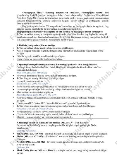 pedagogika tarixi — DOCX