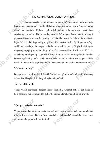 nafas mashqlari uchun o'yinlar — DOCX