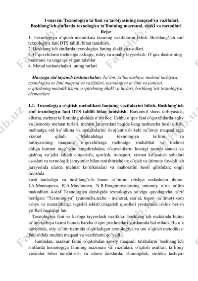 texnologiya ta'limi va tarbiyasi — DOCX