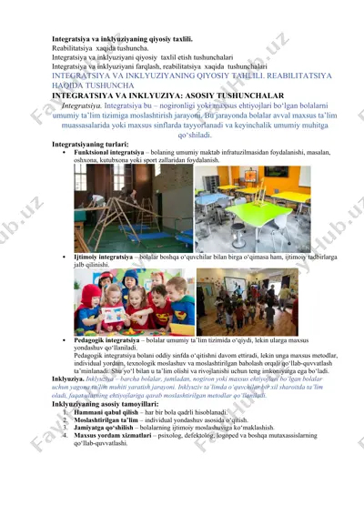 integratsiya va inklyuziya tushunchalari — DOCX