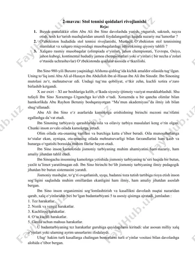 stol tennisi qoidalari rivojlanishi — DOCX