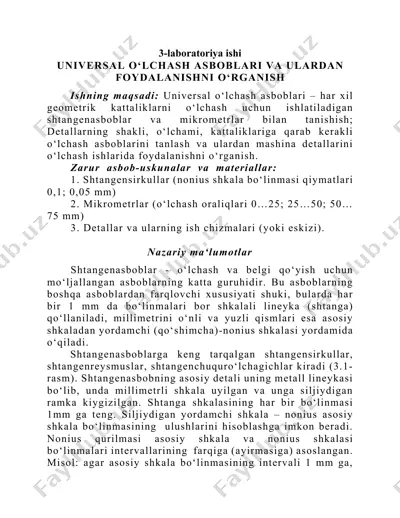universal o‘lchash asboblar va ulardan foydalanishni o'rganish — DOCX