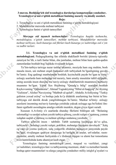 texnologiya va uni o‘qitish metodikasi fanining o‘qitish metodologiyasi — DOCX