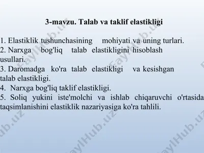 talab va taklif elastikligi — DOCX